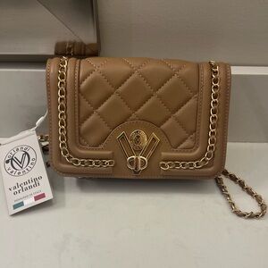 NWT Valentino Orlandi Taupe Chain Crossbody Purse